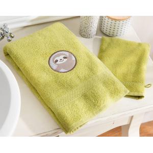 Serviette de toilette   gant en coton vert 50x90