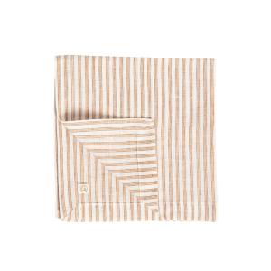 Serviette en lin lavé fines rayures beige/blanc 45x45