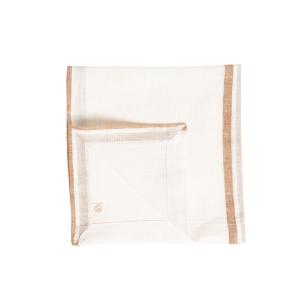 Serviette en lin lavé larges rayures beige/blanc 45x45