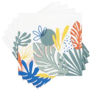Serviette en papier motif végétal multicolore (x20)