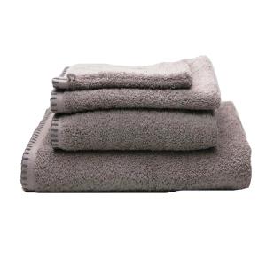 Serviette grand hotel surpiqure noire coton naturel 30x50 cm