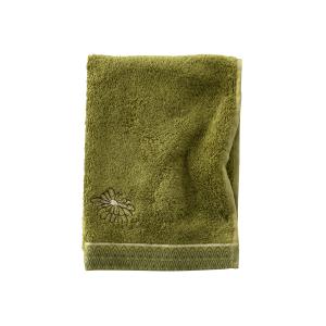 Serviette invité coton bouclette brodé jacquard vert 30x50