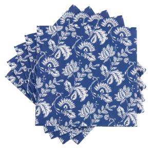 Serviettes bleues et blanches à motifs (x20)