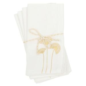 Serviettes en coton blanc motifs palmiers dorés brodés 40x4…