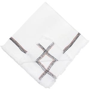 Serviettes en coton lavé biologique blanc motifs brodés à r…