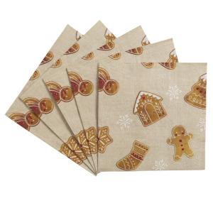 Serviettes en papier à imprimé pain d'épices (x20)