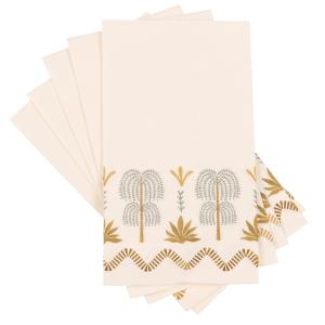 Serviettes en papier blanc cassé et doré  (x12)