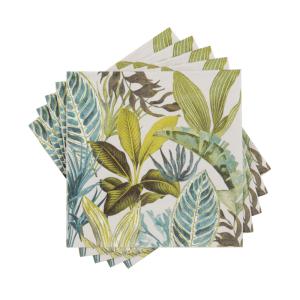 Serviettes en papier bleu et vert motif jungle (x20)