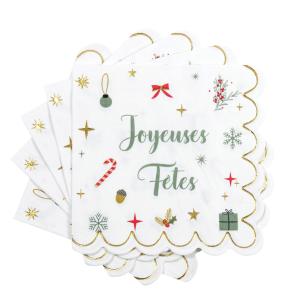 Serviettes en papier imprimé Noël vert, rouge et doré (x20)…