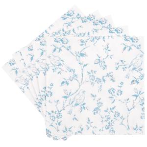 Serviettes en papier motif floral bleu et beige (x20)