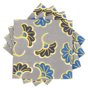Serviettes en papier motif floral noir, bleu et jaune (x20)