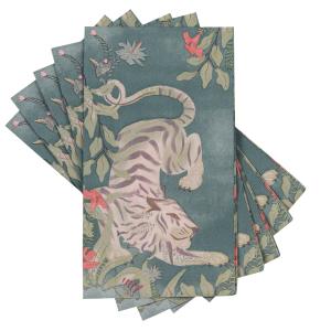 Serviettes en papier motif tigre bleu, gris et vert (x12)