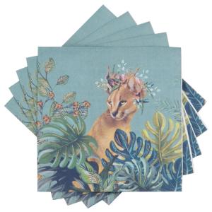 Serviettes en papier motif végétal et lynx multicolore (x20…