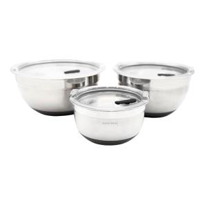 Set 3 bols inox 16/20/24cm couvercle hérmetique