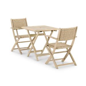 Set balcon table pliante 70x70   2 fauteuils bois et rotin…