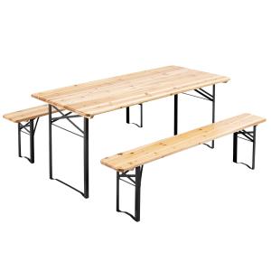 Set brasserie table et 2 bancs en bois 177 cm