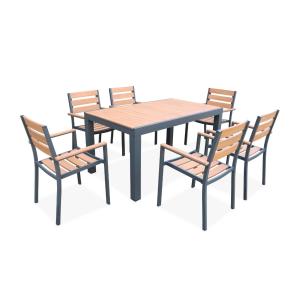 Set complet table extensible anthracite   6 fauteuils