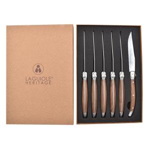 Set couteaux à steak manche en bois de noyer 6pièces