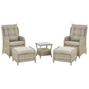 Set d'extérieur en polyrotin naturel 2 personnes