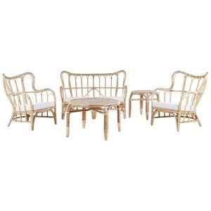 Set d'extérieur en rotin marron 4 personnes