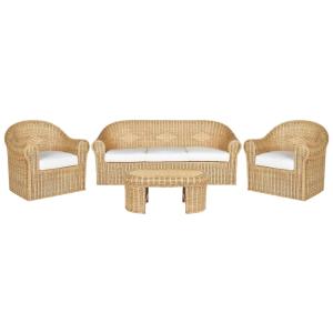 Set d'extérieur en rotin naturel 5 personnes