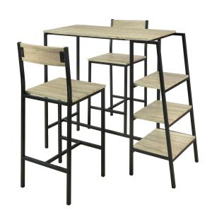 Set de 1 table avec 3 étagères latéraux   2 Chaises cardre…