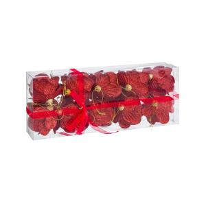 Set de 10 boules de Noël rouges pommes de pin 6cm