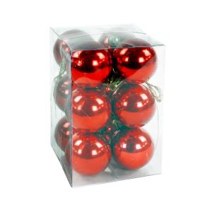 Set de 12 boules de Noël rouges 4cm