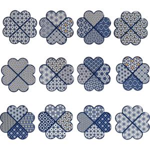 Set de 12 dessous de verres en dolomite bleu et blanc 11.5x…
