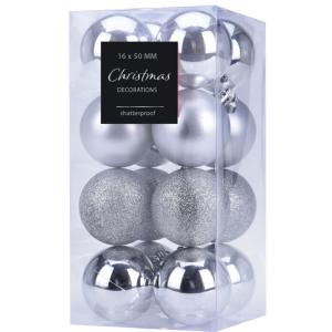 Set de 16 boules de Noël argentées - 5cm
