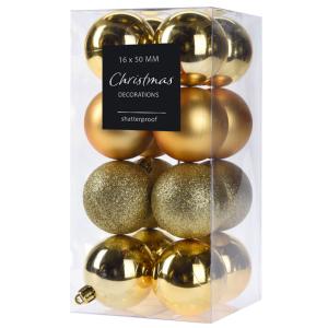 Set de 16 boules de Noël doré - 5cm
