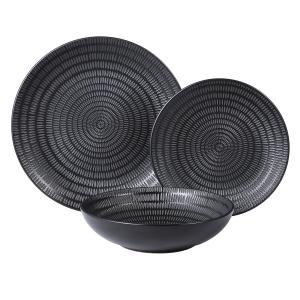 Set de 18 assiettes décoratives en céramique noir D25