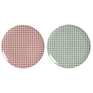 Set de 2 assiettes en mélamine vichy vert et rouge 20x20x1c…
