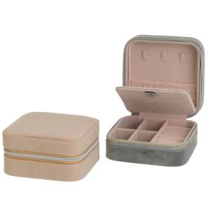 Set de 2 boîtes à bijoux de voyage velours beige et gris 10…