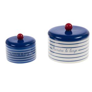 Set de 2 boîtes Marinière bleues en céramique