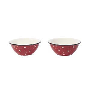 Set de 2 bols en céramique rouges et blancs D14