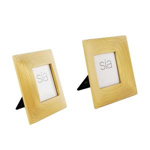 Set de 2 cadres photo en alliage de zinc beige 6x6