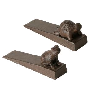 Set de 2 cale-portes en fonte tortue et grenouille