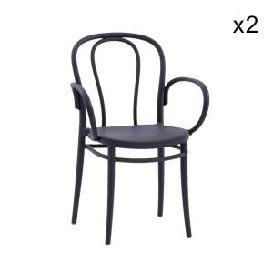 Set de 2 chaises en polypropylène anthracite avec accoudoir…