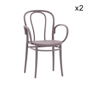 Set de 2 chaises en polypropylène gris tourterelle avec acc…