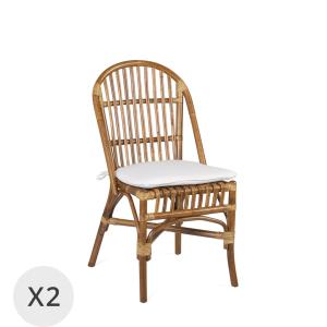 Set de 2 chaises en rotin marron