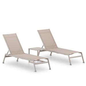 Set de 2 chaises longues avec table d'appoint en aluminium…