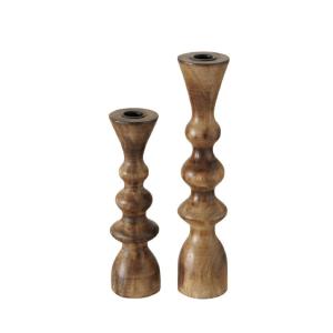 Set de 2 chandeliers en bois de mangue H23cm et H30cm