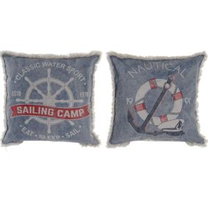 Set de 2 coussins à frange motif marin 45x45x10cm