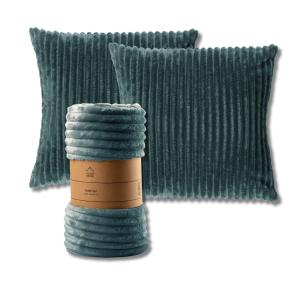 Set de 2 coussins avec plaid vert