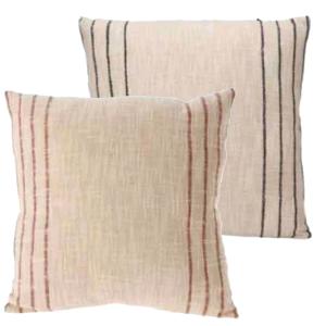 Set de 2 coussins en coton beige à rayures 45x45cm
