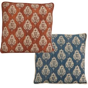 Set de 2 coussins en coton bleu et rouge 45x45cm