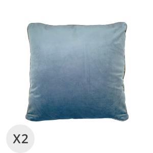 Set de 2 coussins en velours bleu 45 x 45 cm