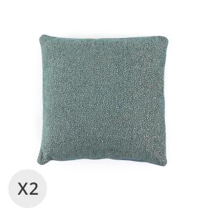 Set de 2 coussins en velours bleu texture 45 x 45 cm