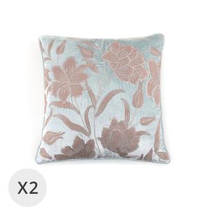 Set de 2 coussins en velours fleurs 45 x 45 cm